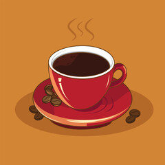 A cup Hot Coffee Vector Illustration