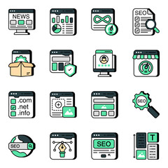 Pack of Seo Optimization Flat Icons

