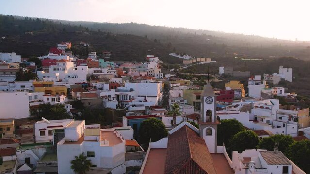 Tenerife island towns Chio colorful townscape, tracking drone
