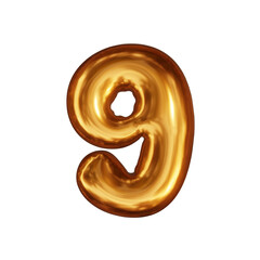 Transparent golden number nine