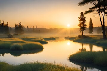 Fototapeta premium sunrise over the river