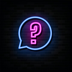 Neon Glowing Question Mark Signs Vector. Design Template Neon Style
