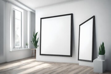 Blank portrait frame on the wall