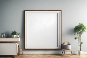 Blank portrait frame on the wall