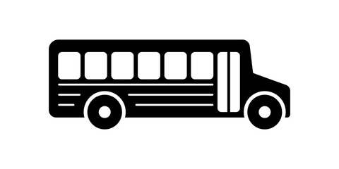 Vector school bus icon. High quality black icon. Bus illustration.. © Reiu