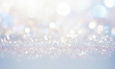 Obraz premium Glitter background in pastel delicate silver and white tones de-focused, Generative AI