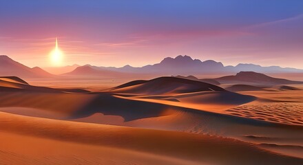 Fototapeta na wymiar sunset in the desert - generative ai