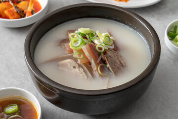 Korean food dish Beef head gukbap, boiled pork, beef, yukgyejang, side dishes