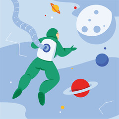 Space discovery illustration useable for both ios android and web