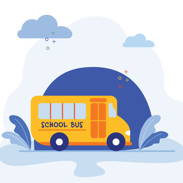 School bus illustration useable for both ios android and web