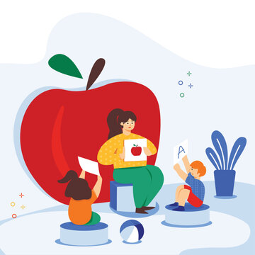 Teaching at school illustration useable for both ios android and web