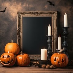 halloween background with pumpkin and place for text