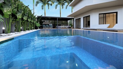 swimming pool in garden 
