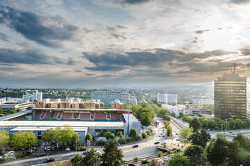 Wiesbaden cityscape with sport stadion