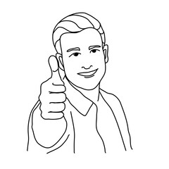 Doodle person with thumb up