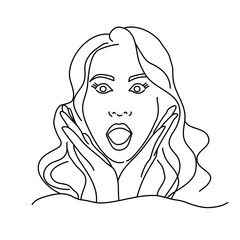Doodle portrait of a surprised girl 