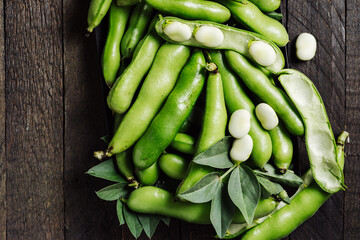 Green fava beans.