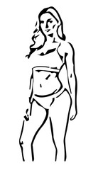 Outline of a girl in a sports uniform. Silhouette of a woman