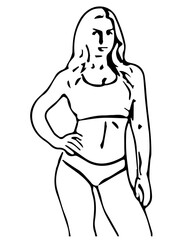 Outline of a girl in a sports uniform. Silhouette of a woman