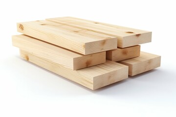 Stacked Wood Planks Isolated on White Background. Generative ai
