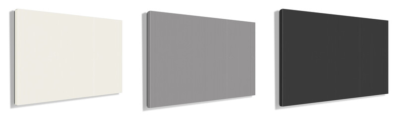 White, grey and black Canvas Wraps template for presentation layouts and design. 3D rendering.