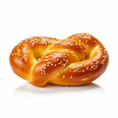 Soft Pretzel Twist Isolated on White Background. Generative ai