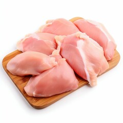 Raw Chicken Fillet Isolated on White Background. Generative ai