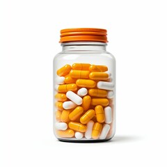 Medicine Pill Bottle Isolated on White Background. Generative ai