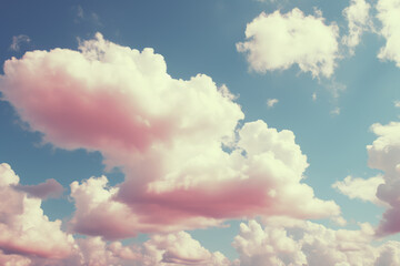 Fototapeta premium Pastel colors cumulus clouds background. High quality photo