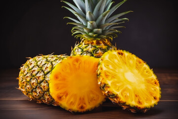 Pineapple fresh healthy fruit on white plain background. Isolated on solid background.