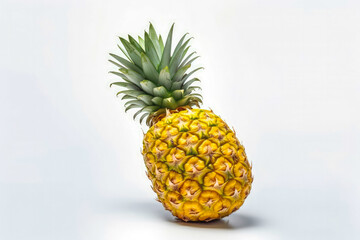Pineapple fresh healthy fruit on white plain background. Isolated on solid background.