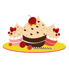 happy, food, birthday, candle, decoration, cake, indoor, party, birthday cake, copy space, no people, cream, fun, celebration, cherry, nobody, sweet food, baked, bakery, dessert, plate, sweet, cake