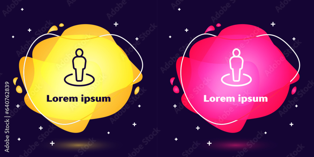 Poster set line map marker with a silhouette of a person icon isolated on blue background. gps location sym