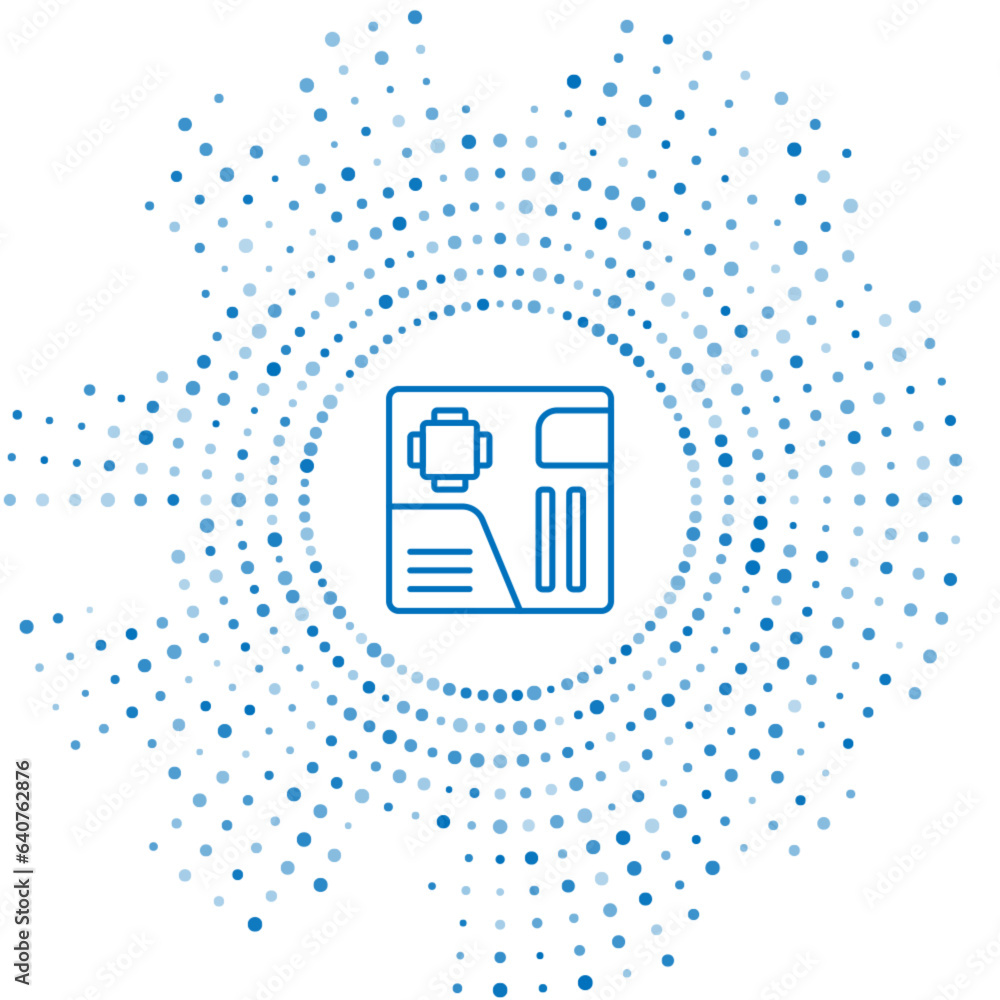 Poster blue line electronic computer components motherboard digital chip integrated science icon isolated o