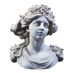 Antique classic greek woman head. Background transparent. AI Generated. PNG	
