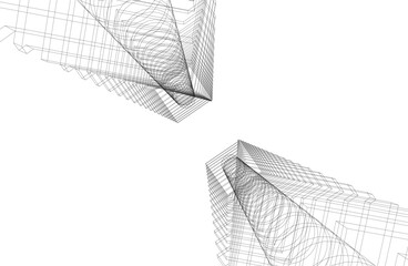 Abstract architecture vector 3d illustration