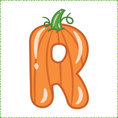 Halloween English Alphabet letter R Pumpkin theme drawing