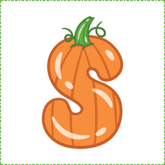 Halloween English Alphabet letter S Pumpkin theme drawing