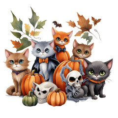 Obraz premium Happy Halloween Day Clipart, Halloween Day composition, Generative AI 