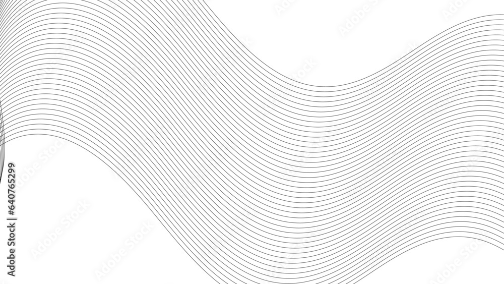 Poster technology abstract lines on white background. undulate grey wave swirl, frequency sound wave, twist