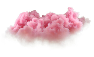 Serene smooth pink clouds freedom shapes cutout on transparent backgrounds 3d rendering png