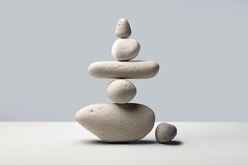 A stone zen composition captures the essence of minimalistic simplicity and tranquility. Balanced...