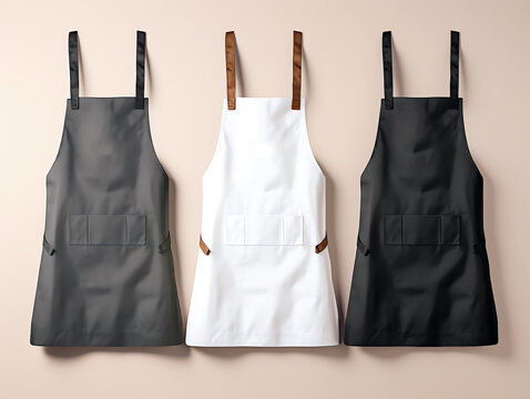 Mockup of blank empty black and white apron, for shop branding identity