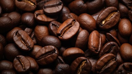 Fototapeta premium An image of a rich background of coffee beans, showing the complex texture and earthy tones of the beans.