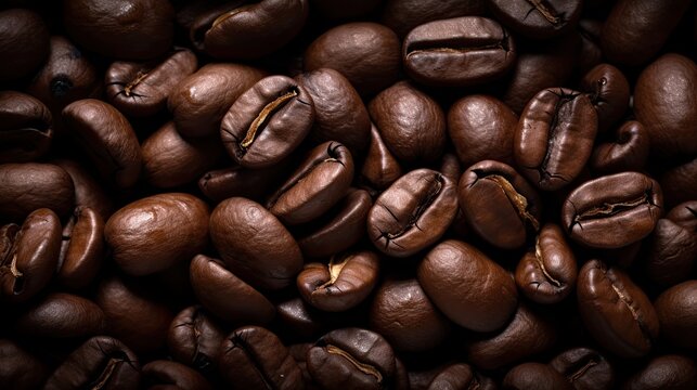 An image of a rich background of coffee beans, showing the complex texture and earthy tones of the beans.