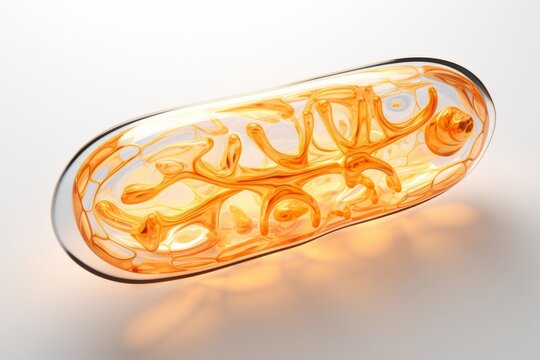 Beautiful mitochondrium model isolated on white background.generative ai
