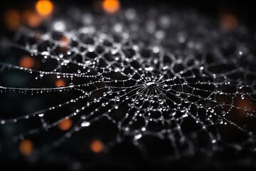 web with water drops background