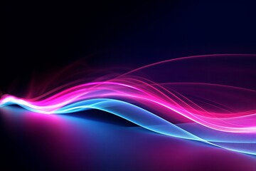 Naklejka premium abstract futuristic background with pink blue glowing neon moving high speed wave lines and bokeh lights. Data transfer concept Fantastic wallpaper, Generative AI