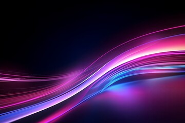 Naklejka premium abstract futuristic background with pink blue glowing neon moving high speed wave lines and bokeh lights. Data transfer concept Fantastic wallpaper, Generative AI