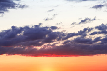 Fototapeta premium Colorful sky at sunset, blue orange color sunset sky, sky and nature background